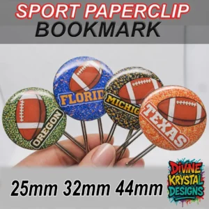 Sports Paperclip Bookmark – Football State Bookmark – College Team Colors – Planner & Book Lover Gift – 25mm 32mm 44mm