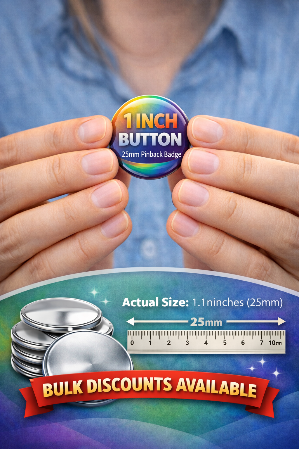 Custom (25mm 1") Pinback Button Photo, Logo, or Design | Personalized Badge