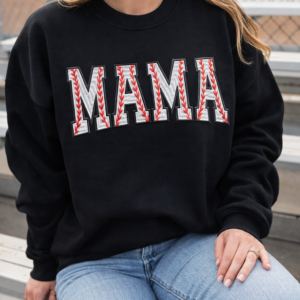 MAMA Embroidered Baseball Crewneck Sweatshirt – Varsity Stitch Sports Mom Sweater