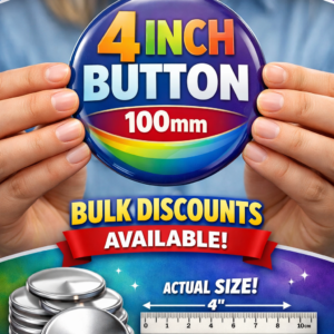 Custom (100mm - 4") Pinback Button Photo, Logo, or Design | Personalized Badge