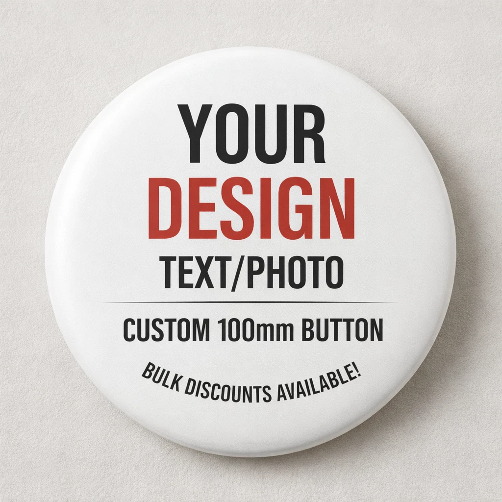 Custom (100mm - 4") Pinback Button Photo, Logo, or Design | Personalized Badge - Image 2