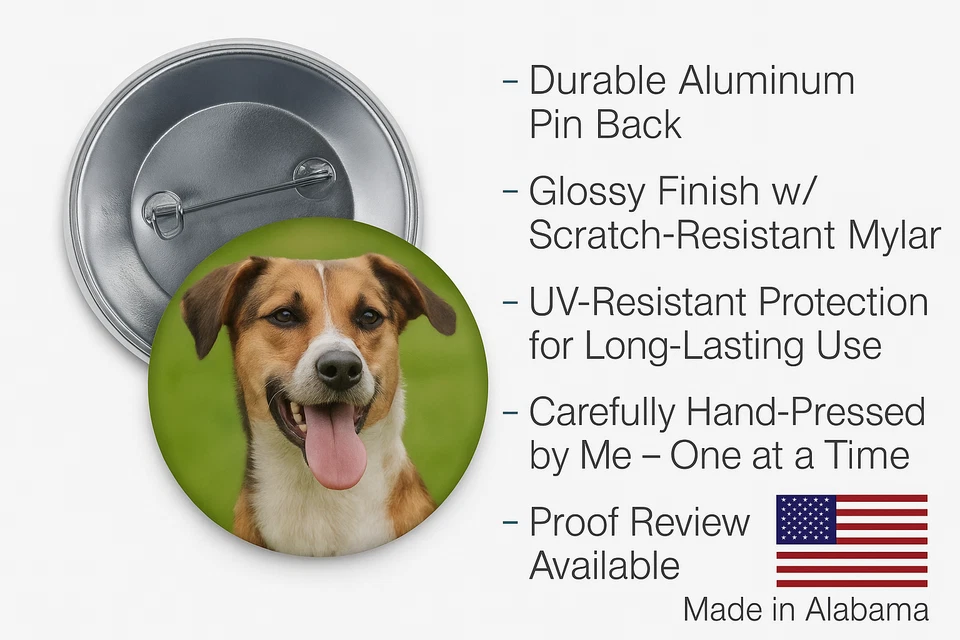 Custom (100mm - 4") Pinback Button Photo, Logo, or Design | Personalized Badge - Image 3