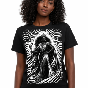 black queen black shirt black female model