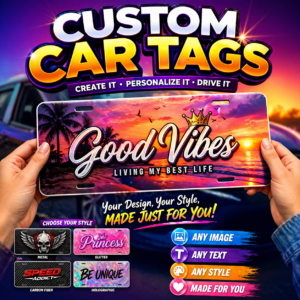 6x12 Custom Car Tag – Upload Your Own Design | Personalized License Plate