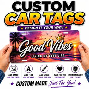 6x12 Custom Car Tag – Upload Your Own Design | Personalized License Plate