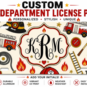 Firefighter License Plate Personalized Monogram Car Tag 6x12