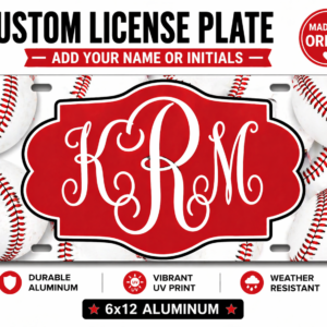 Custom Monogram License Plate Baseball Personalized Car Tag 6x12 Aluminum Sports