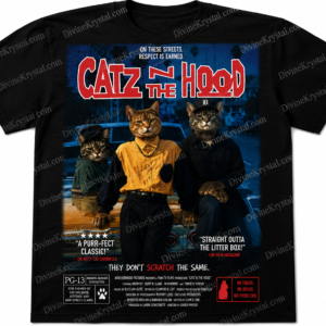Catz N The Hood Shirt Funny Urban Cat Graphic Tee Meme Streetwear T-Shirt
