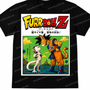 FURR BALL Z Cat Anime Shirt Funny Manga Parody Graphic Tee Otaku T-Shirt
