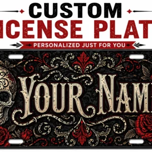 Gothic Skull License Plate Personalized Your Name Car Tag