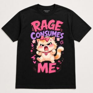 Rage Consumes Me Cat T-Shirt Funny Angry Kitty Graphic Tee Unisex