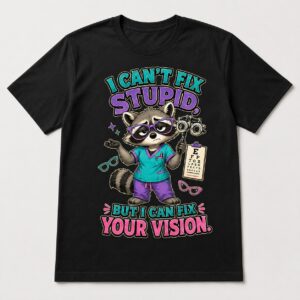 Funny Optometrist Raccoon T-Shirt Eye Doctor Optical Graphic Tee Unisex