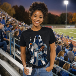 Go Eagles Patchwork Ghost Football Halloween Shirt – Black Unisex Tee