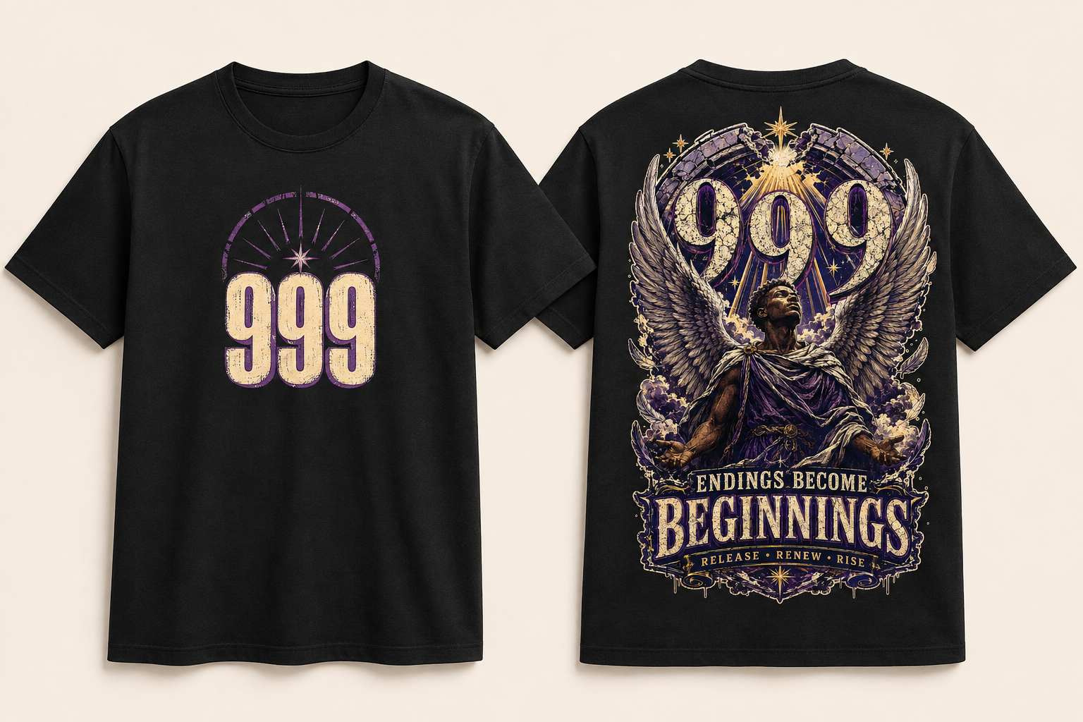 999 Endings Become Beginnings Angel Number T-Shirt – Spiritual Graphic Tee