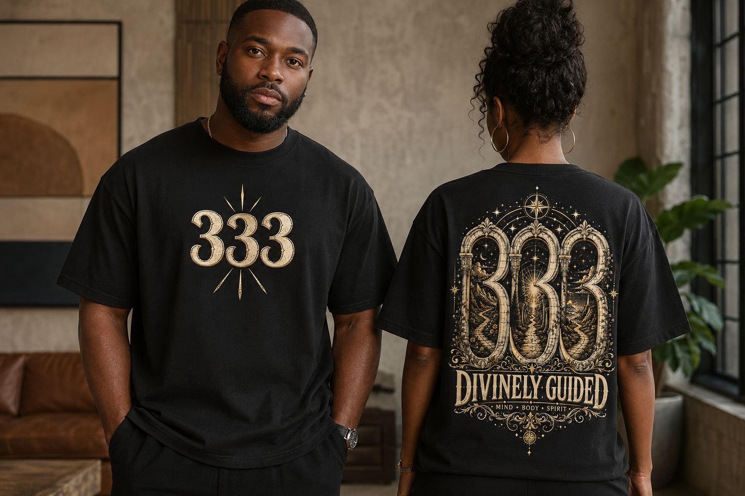 333 Divinely Guided Angel Number T-Shirt – Spiritual Graphic Tee