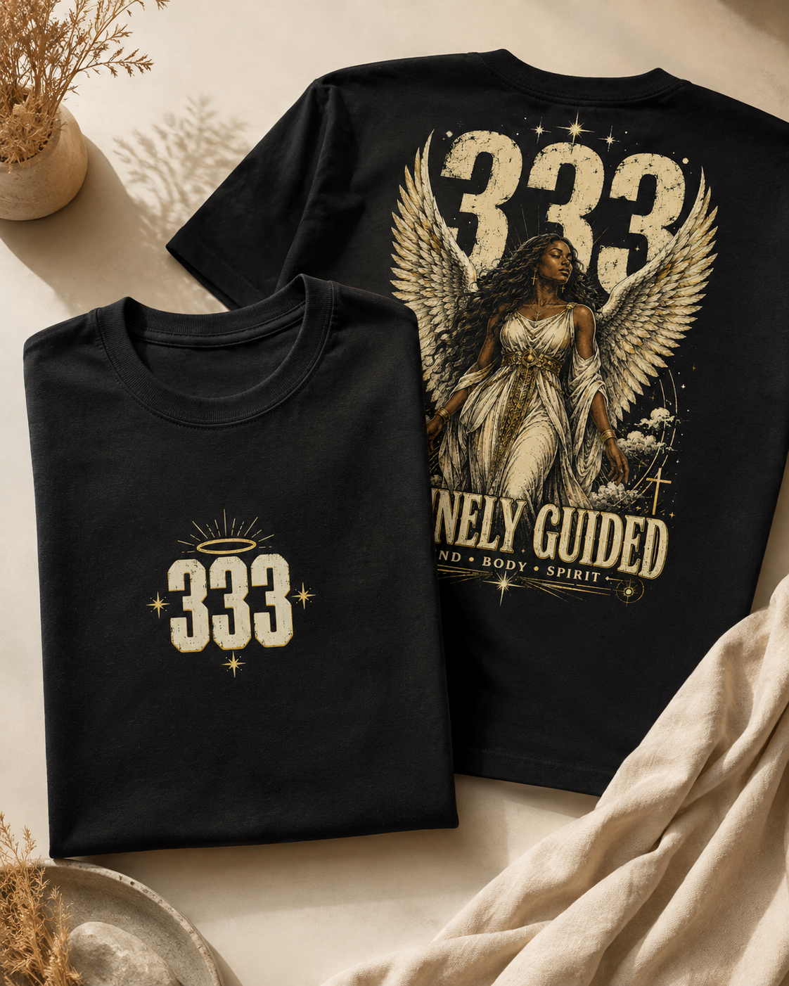 333 Divinely Guided Angel Number T-Shirt – Spiritual Graphic Tee - Image 2