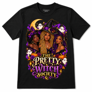 The Pretty Witch Society Black Women Halloween T-Shirt Unisex Graphic Tee