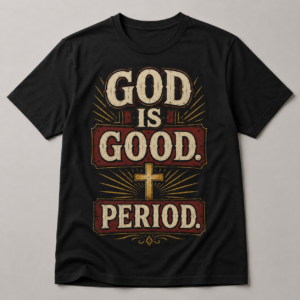 God Is Good Period Christian Graphic T-Shirt – Vintage Black Faith Tee