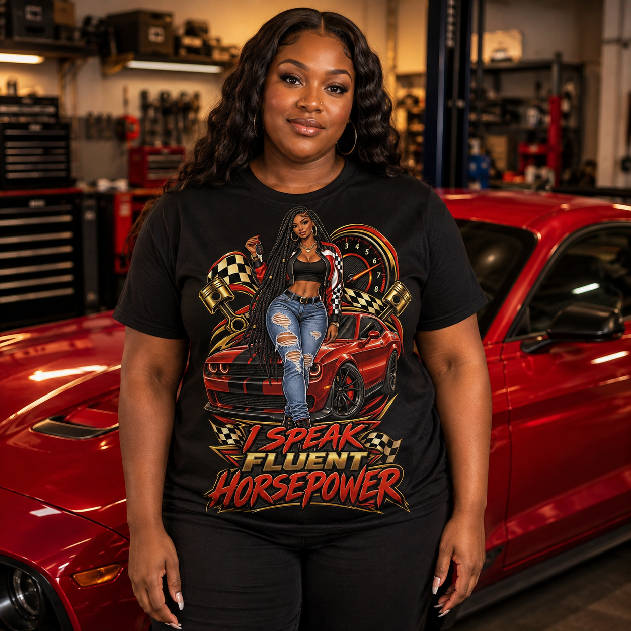 I Speak Fluent Horsepower Women's Car Enthusiast T-Shirt Unisex Graphic Tee - Image 2