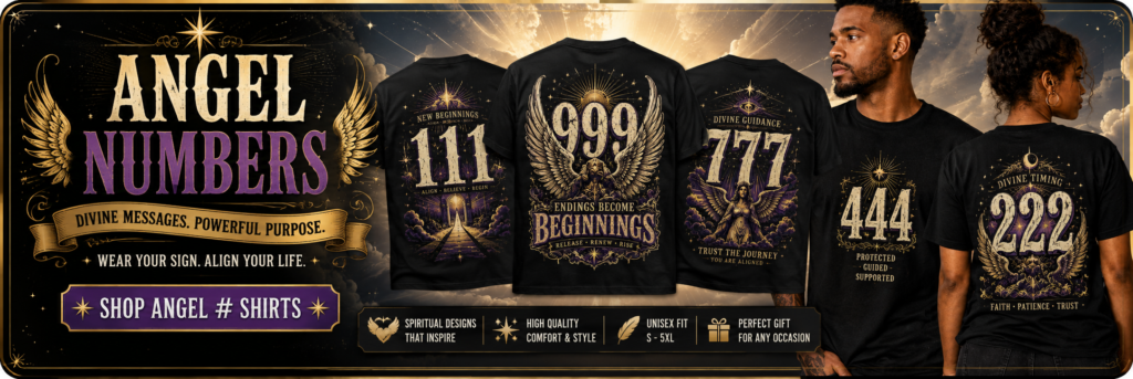 Banner showing various designs for Angel Number shirt designs