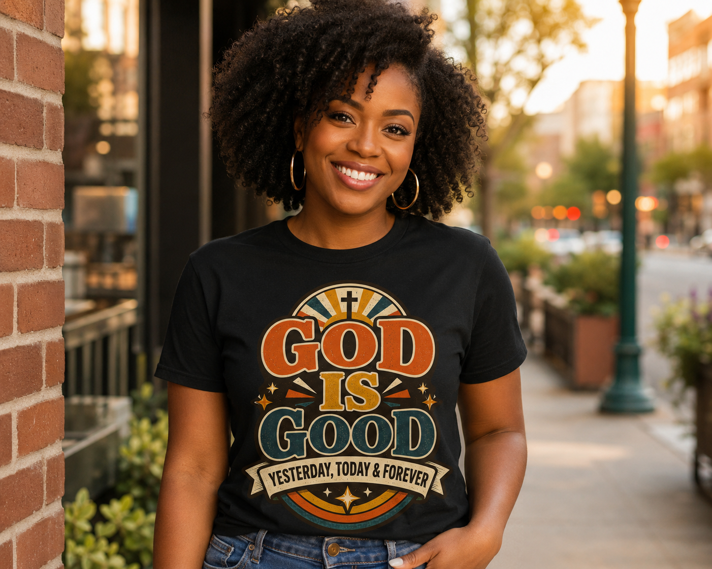 God Is Good Yesterday Today & Forever Christian Graphic T-Shirt - Image 2