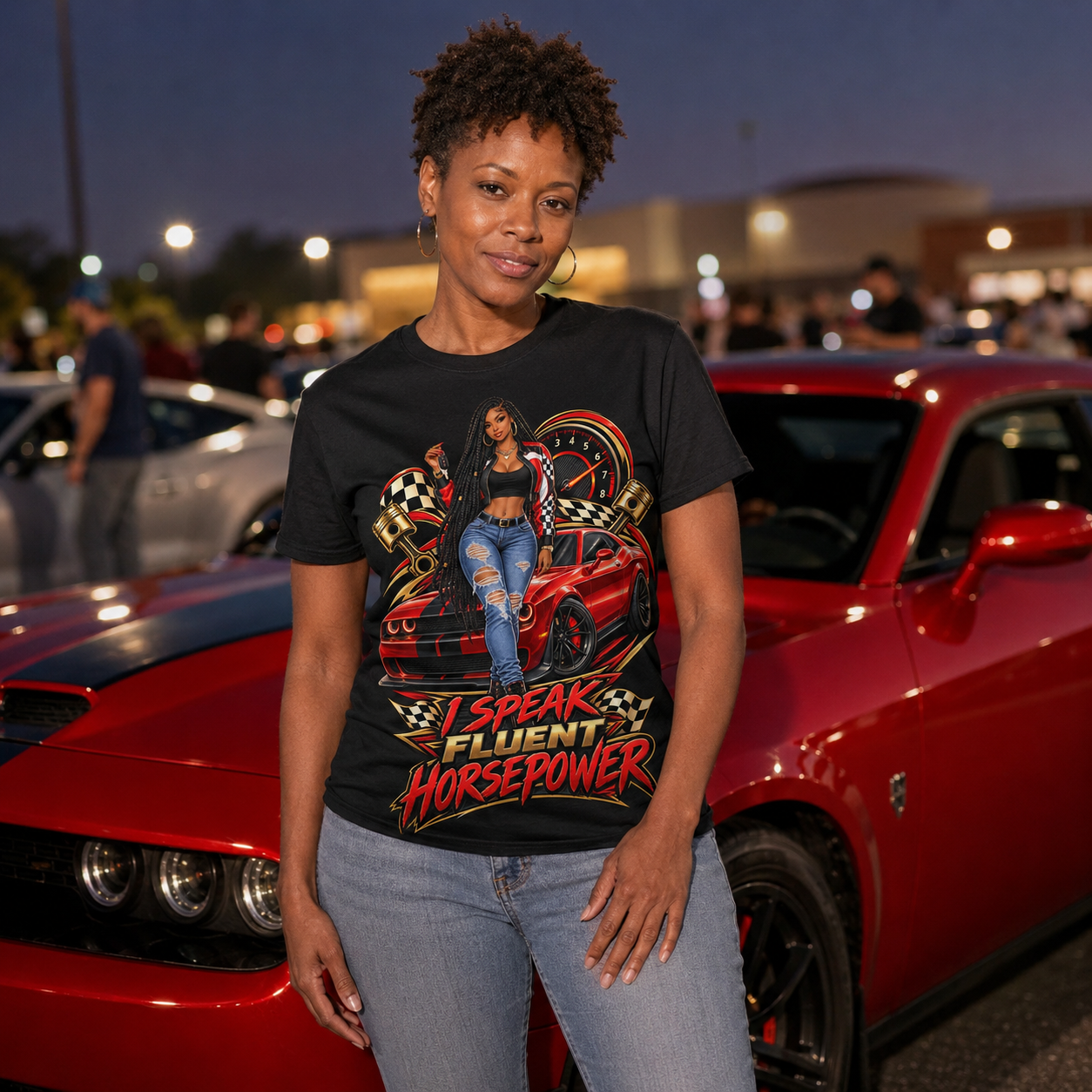I Speak Fluent Horsepower Women's Car Enthusiast T-Shirt Unisex Graphic Tee - Image 3