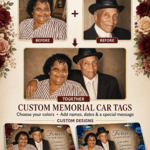 Custom Memorial Car Tag – Combine Separate Loved One Photos