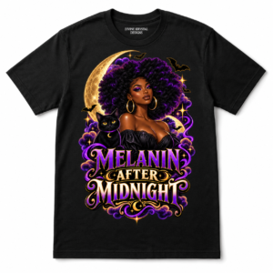 Melanin After Midnight Halloween T-Shirt Witch Graphic Tee