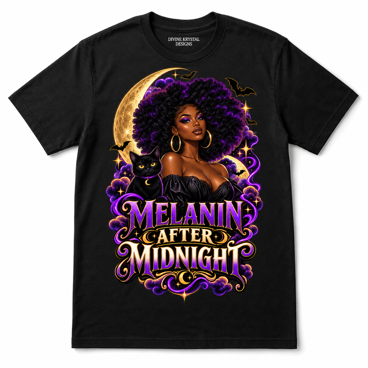 Melanin After Midnight Halloween T-Shirt Witch Graphic Tee