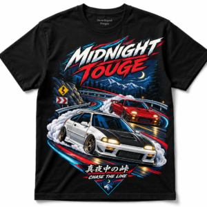 Midnight Touge Japanese Drift Car T-Shirt JDM Racing Anime Graphic Tee