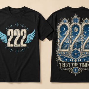 222 Trust the Timing Angel Number T-Shirt – Spiritual Graphic Tee