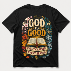 God Is Good Every Season shirt with inspirational Christian faith design.