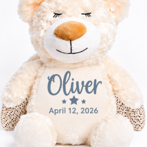 Personalized EmbroideredAngel Bear with Name & Important Date | Custom Angel Bear Keepsake | Newborn Gift, Baby Shower Gift, Baby Boy or Girl
